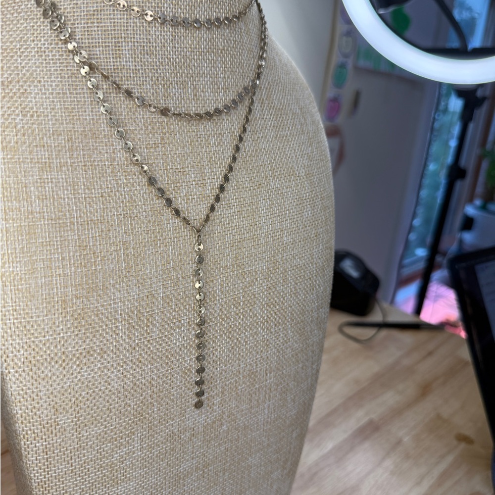 J. Crew Gold Necklace Layered Y-Shape Design - Picture 3 of 7